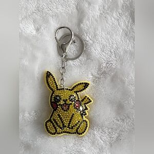 Pokemon Yellow Pikachu Keychain with Rhinestones Bag Charm